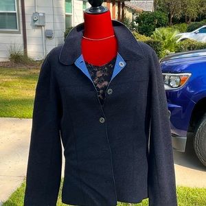 100% boiled wool jacket that’s reversible gray & blue size med perfect cool fall
